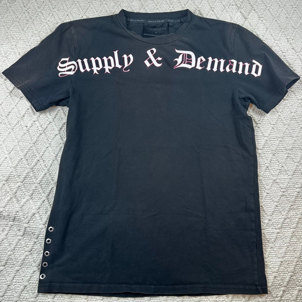 Supply & Demand Black Gothic Graphic T Shirt Men's Streetwear Side Detail
